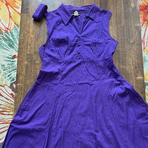 ModCloth Soda Fountain Dress in Grape with Modified Sleeves, Size Large